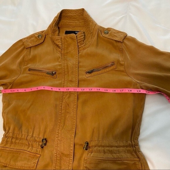 Max Jeans Suede Like Jacket Bomber Moto Safari Rust Multi Zip Pockets SZ S - Picture 16 of 16